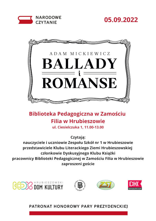 Narodowe Czytanie 2022. Adam Mickiewicz. Ballady i romanse.