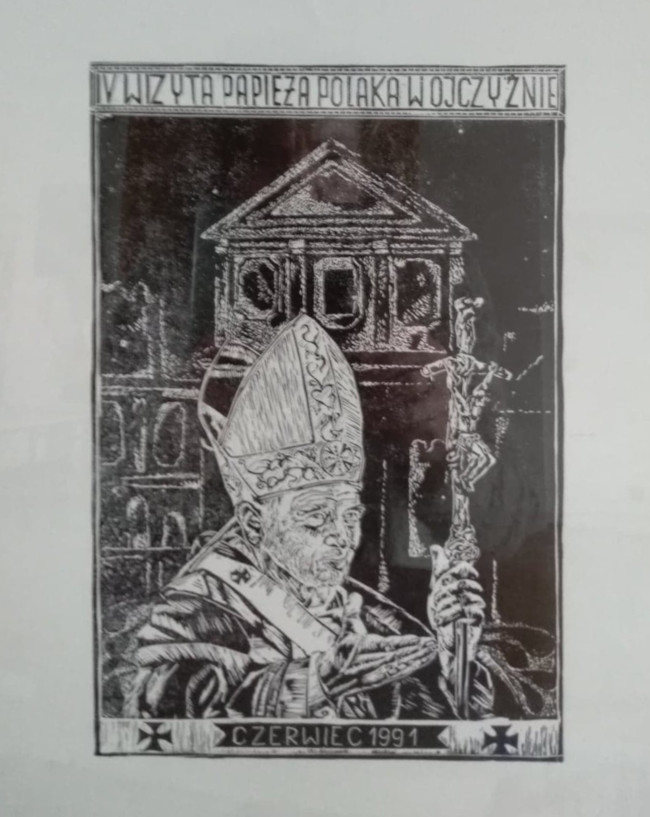 Grafiki autorstwa Ryszarda Bednarza o tematyce papieskiej
