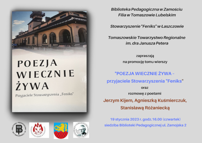 Plakat zaproszenia na na promocję tomu wierszy