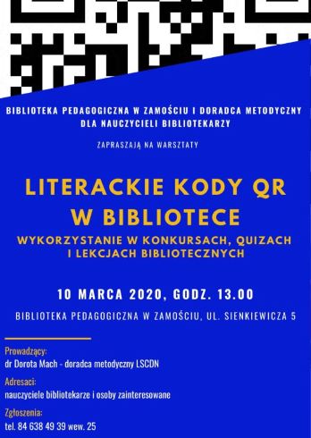 Plakat: Literackie kody QR w bibliotece