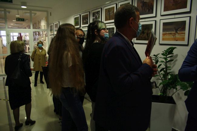 fotografia przedstawia osoby uczestniczące w otwarciu wystawy