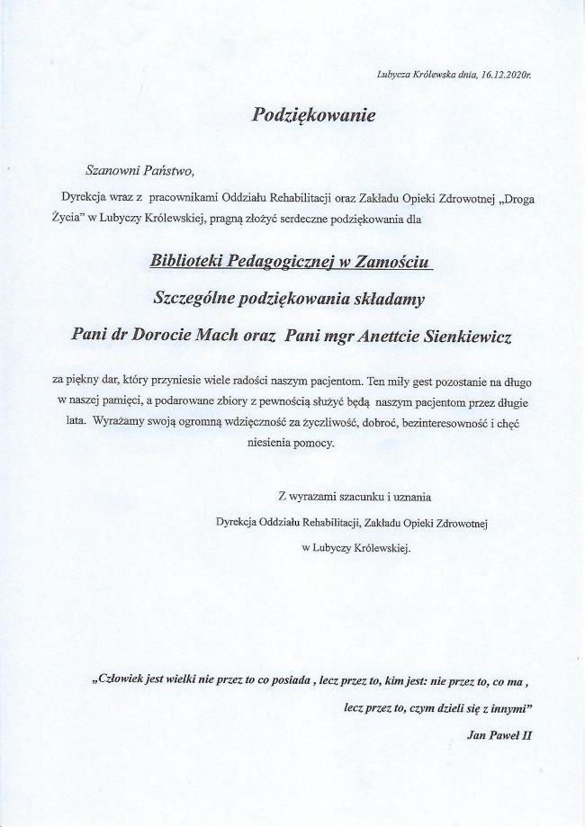 Podziękowanie