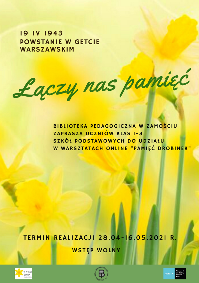 Na zdjęciu plakat akcji Żonkile. Na plakacie w tle duże żonkile. W lewym górnym rogu napis 