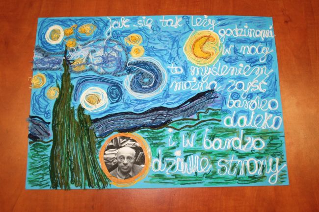 praca plastyczna z wizerunkiem Stanisława Lema