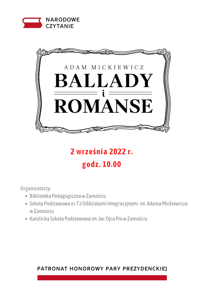Narodowe Czytanie 2022. Adam Mickiewicz. Ballady i romanse.