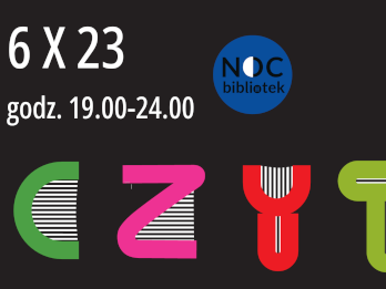 Całość plakatu zajmują grzbiety książek ułożone w hasło „Absurd nie czytać”. Po prawej stronie plakatu u góry znajduje się napis Biblioteka pedagogiczna w Zamościu. U dołu plakatu po lewej stronie umieszczona jest data i godzina: 6.10.2023 , godz. 19-24. Dół plakatu stanowi pasek z logami: Główny organizator – Centrum Edukacji Obywatelskiej, Dofinansowany ze środków Ministerstwa Kultury i Dziedzictwa Narodowego pochodzących z Funduszu Promocji Kultury, Patronat honorowy: Ministerstwo Kultury i Dziedzictwa Narodowego, Biblioteka Narodowa, Współorganizatorzy: Fundacja ABCXXI - Cała Polska czyta dzieciom, Fundacja Rozwoju Społeczeństwa Informacyjnego, Mecenas akcji: Platon Dystrybucja Książek