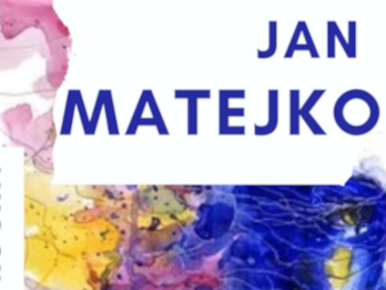 Tło plakatu tworzy abstrakcyjne malarstwo. Na tym tle u góry plakatu z prawej strony znajduje się wyróżniony dużą czcionką tytuł: Jan Matejko. Wzdłuż lewego boku plakatu znajduje się inny napis: wirtualne escape roomy. U dołu plakatu, w części środkowej znajduje się ramka, w której podana jest data: 24.03 – 05.04.2023 pod podanym terminem jest pozioma linia oddzielająca kolejną informację: dla uczniów szkół podstawowych klas 1-3. Pod kolejną poziomą linią jest napis: regulamin i linki na www.bipe.pl. Pod informacjami umieszczone jest okrągłe logo Biblioteki Pedagogicznej w Zamościu.